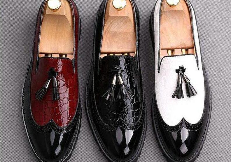 men tassels office slip on leather shoes