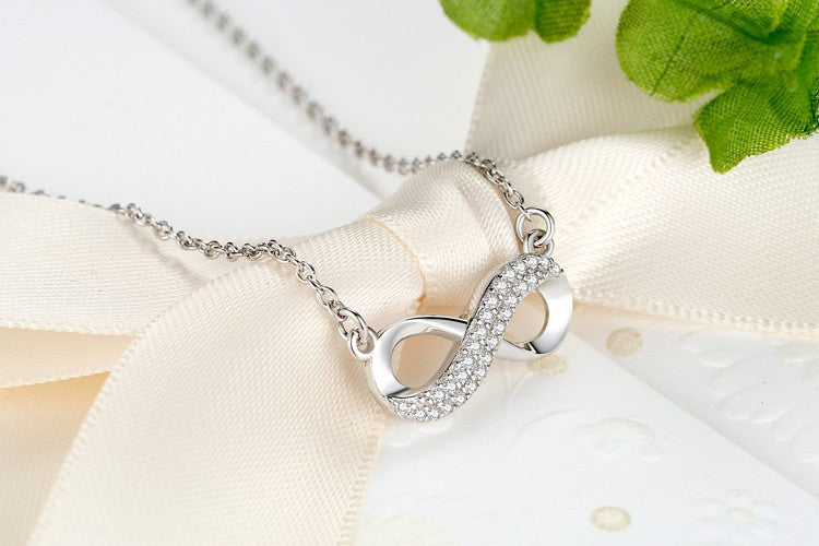 Silver Diamond Infinity Necklace