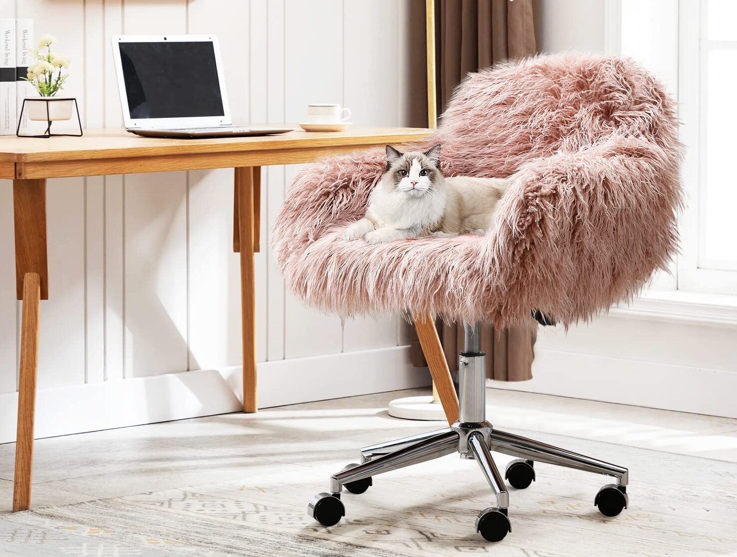 DKLGG Faux Fur Desk Chair