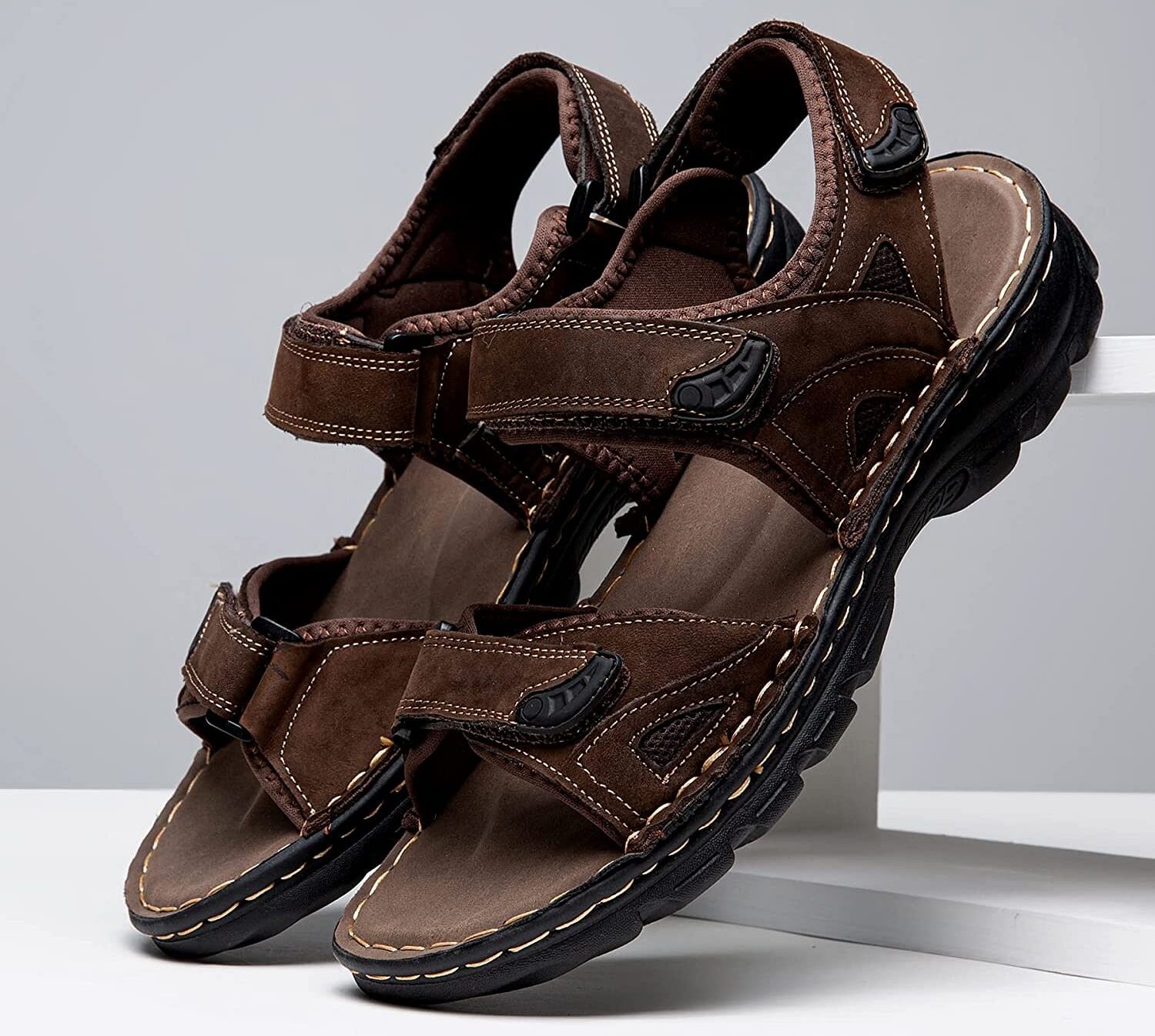 Jousen Men's Sandals Leather Open Toe Beach Sandal Outdoor Summer Sport Sandals