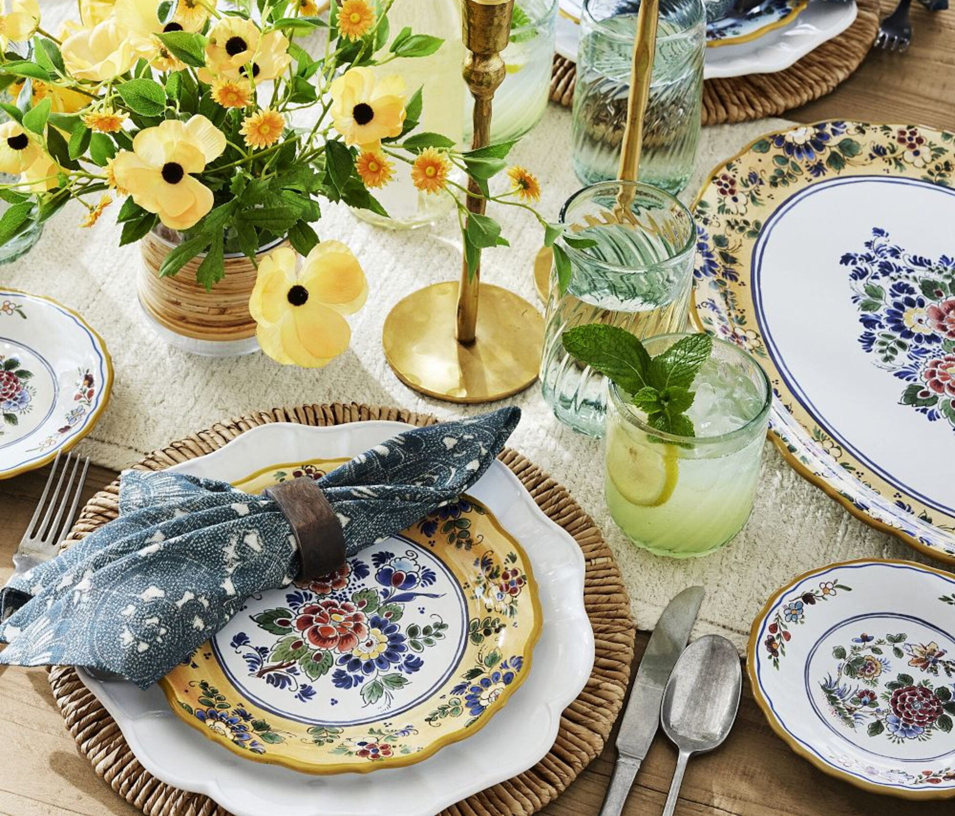 Charleston Floral Handcrafted Stoneware Salad Plates