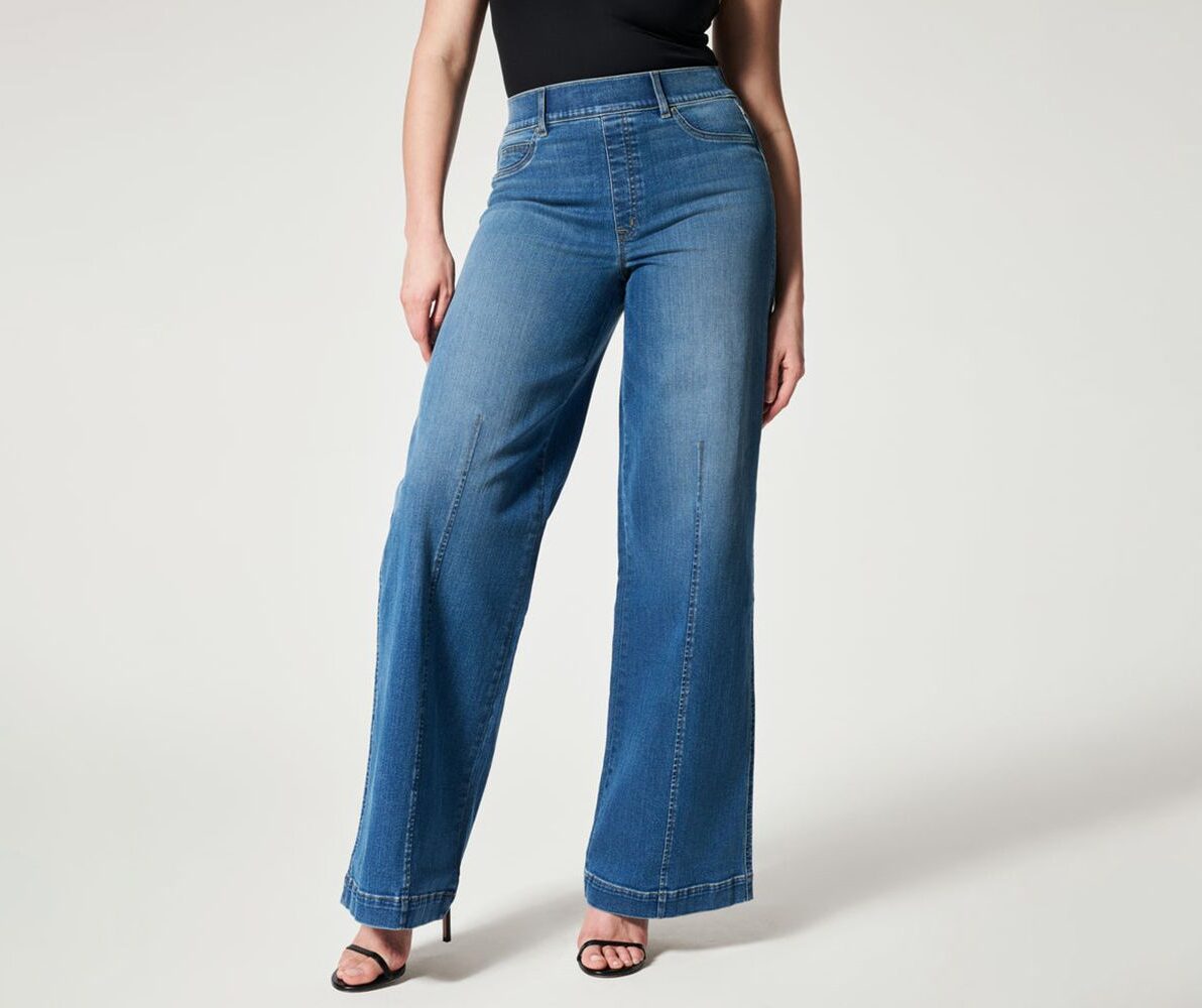 Seamed Front Wide Leg Jeans