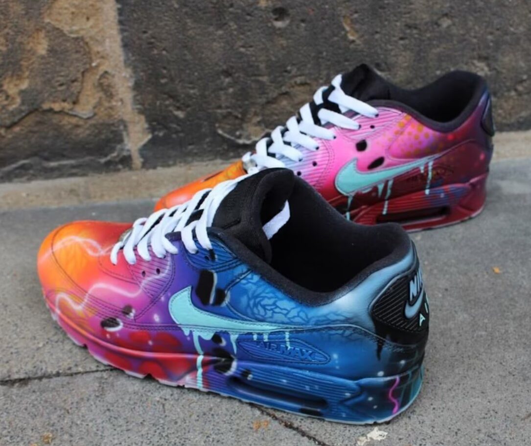Nike Air Max 90 Blue Galaxy Style Painted Custom Shoes