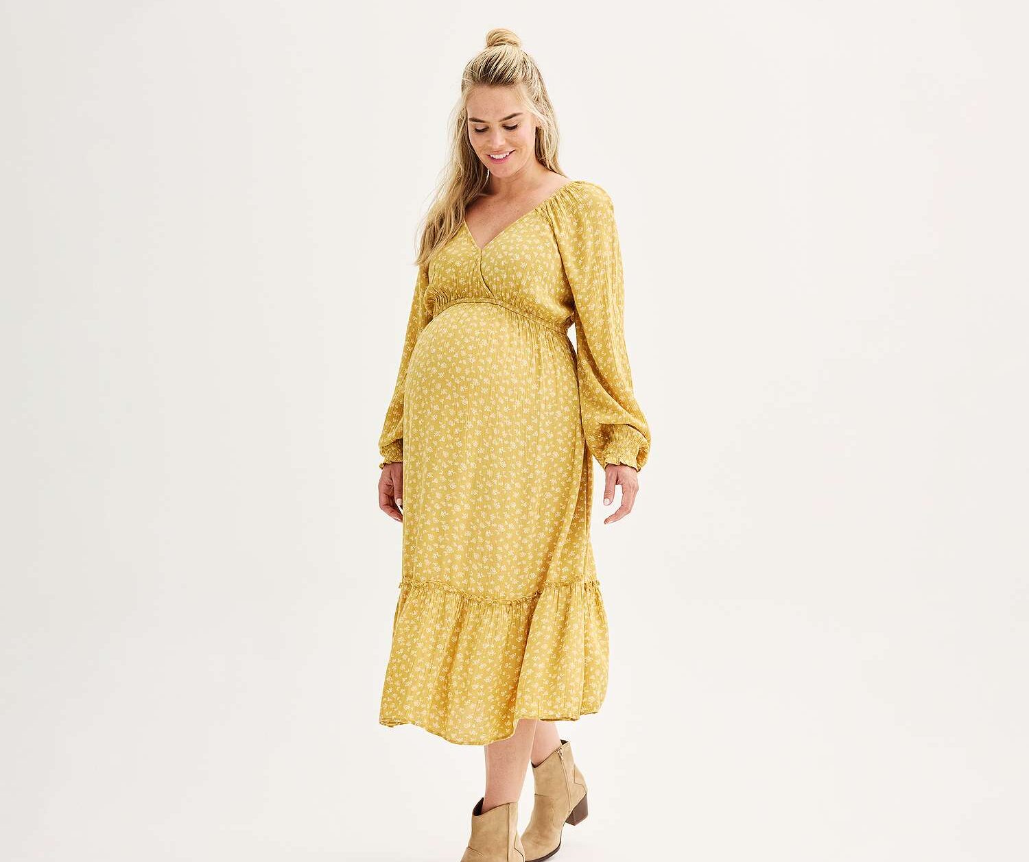 Maternity Sonoma Goods For Life® Long Sleeve Surplice Midi Dress