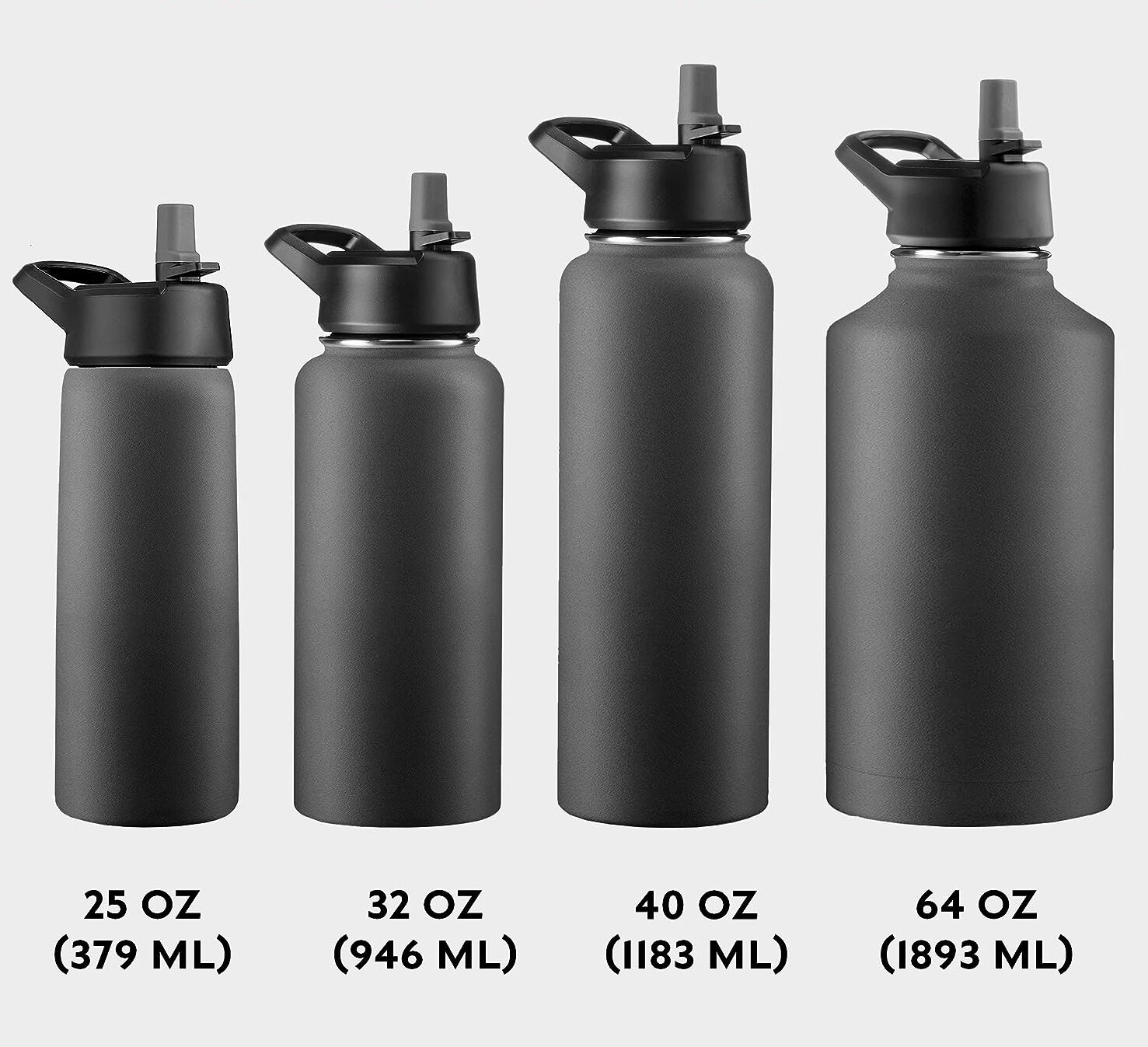 FineDine Insulated Water Bottles with Straw
