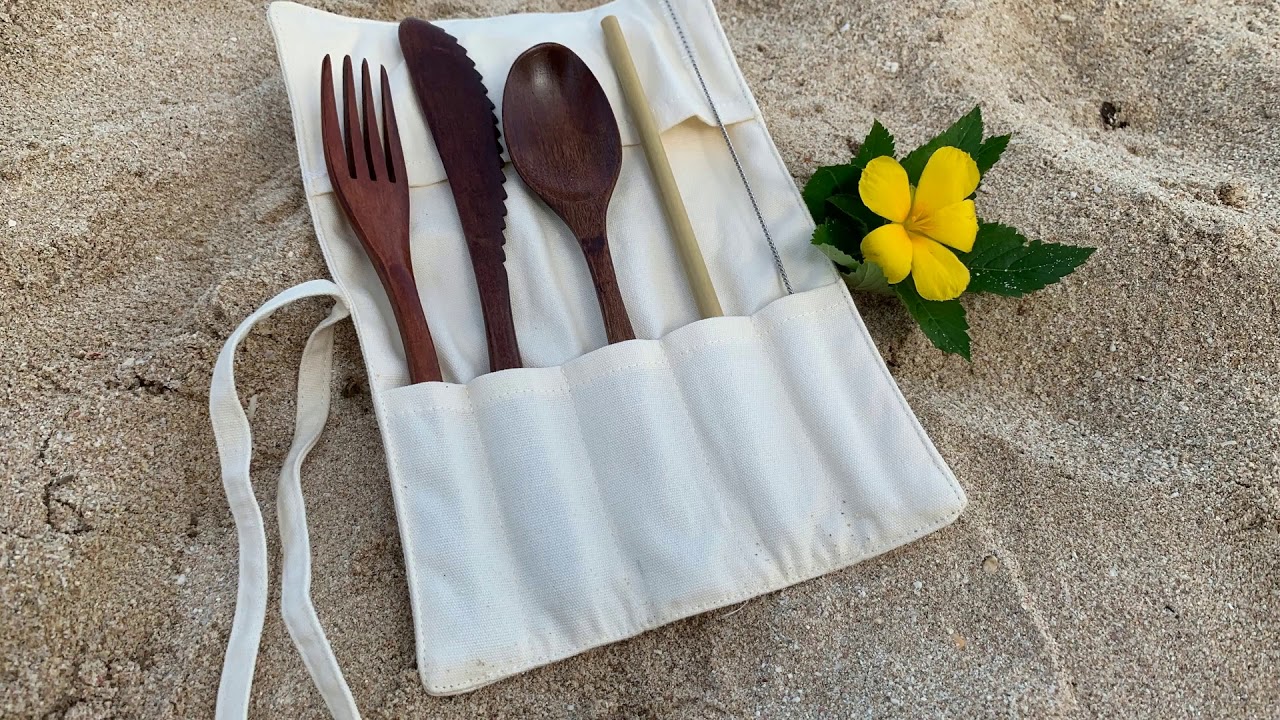 5 Pcs Reusable Bamboo Cutlery Set with Case Ecobravo