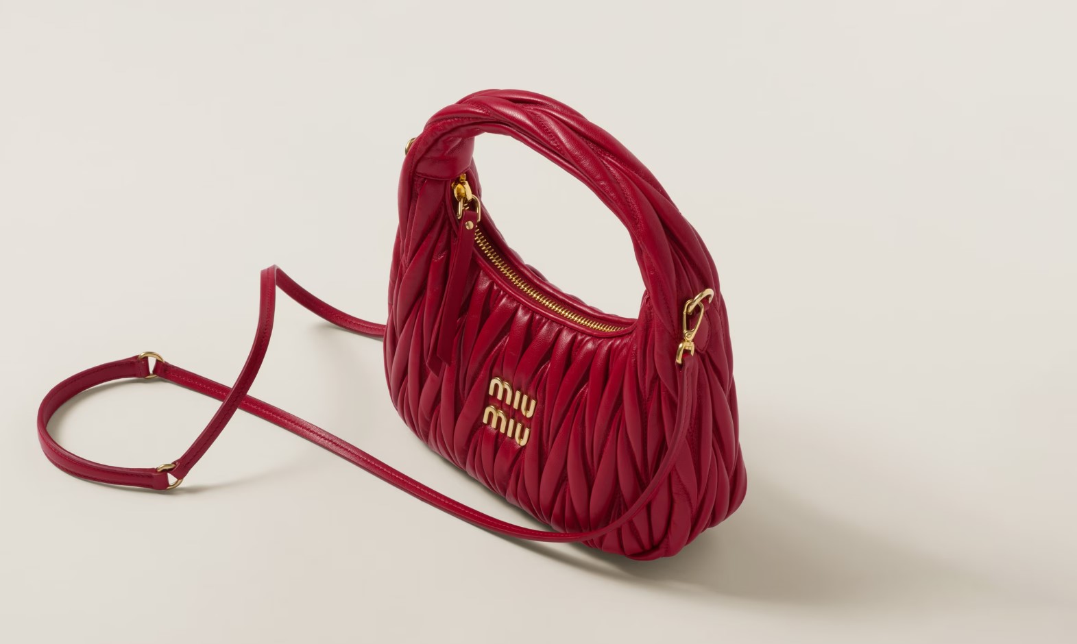Miu Miu Wander Matelassé Nappa Leather Hobo Bag