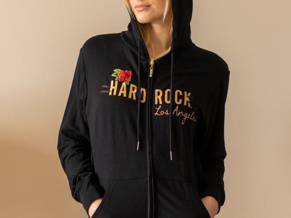 Women's Gold Foil and Roses Full Zip Hoodie