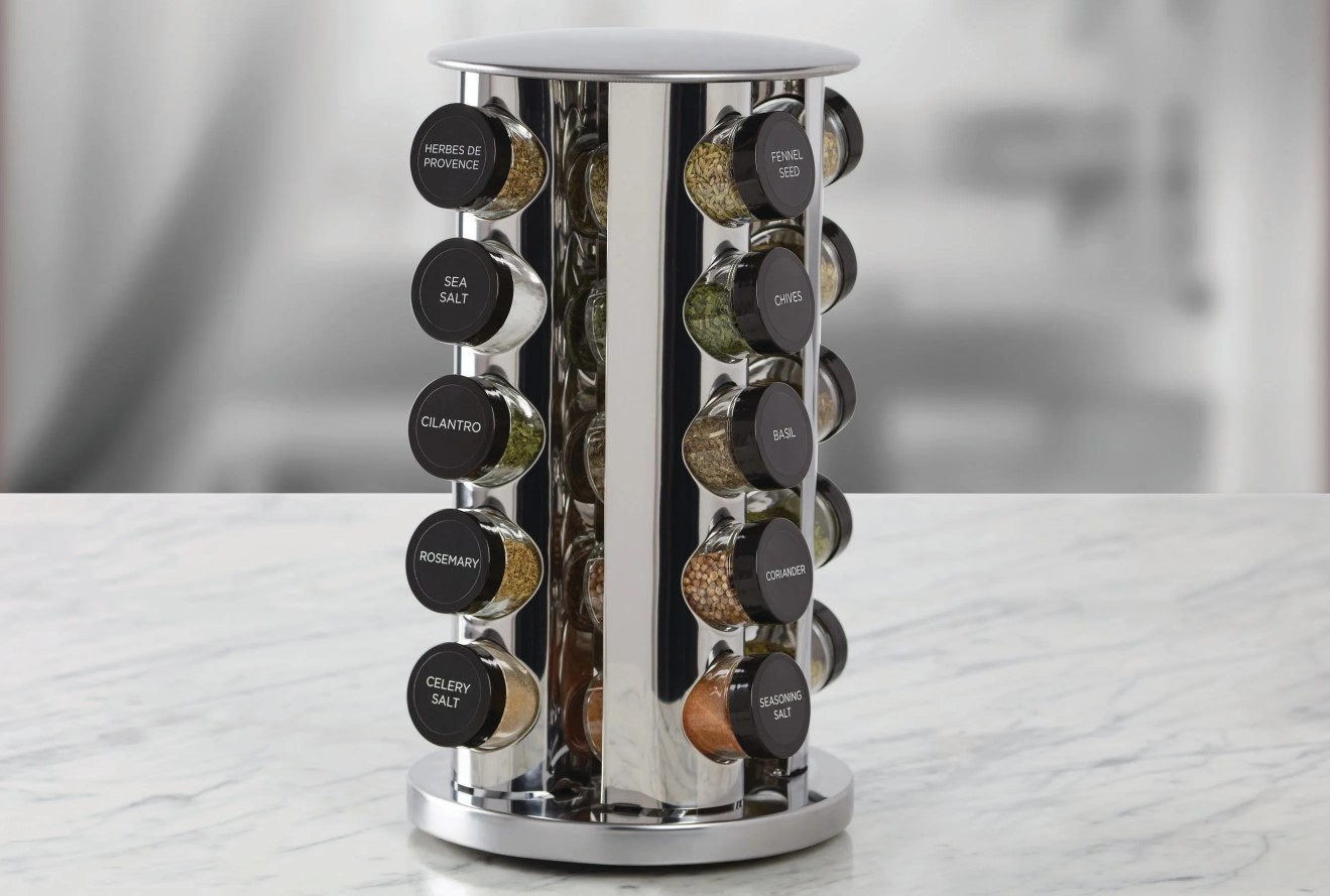 Kamenstein 20 Jar Revolving Countertop Spice Rack with Spices Included