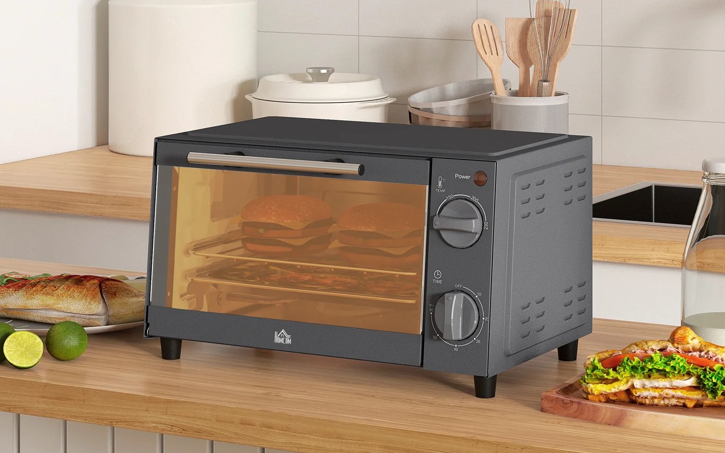 homcom 9l mini electric oven with timer